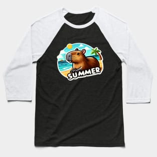 Summer capybara on the beach Baseball T-Shirt